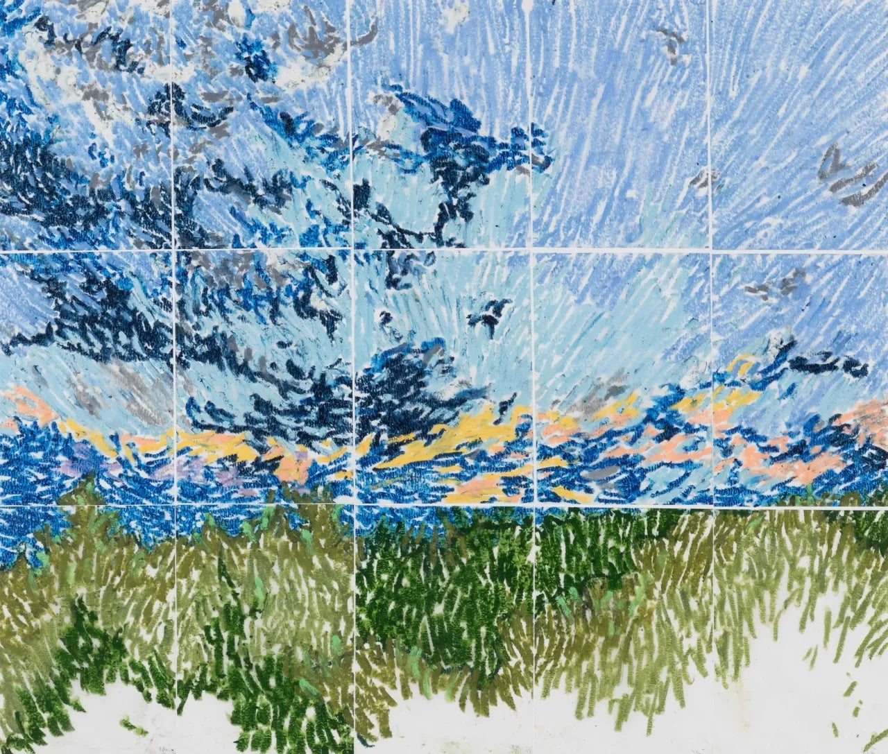 "Rest day" Painting by Pegah Shamlou- Oil Pastel on Cardboard (H: 19.69″ × W: 16.54″)