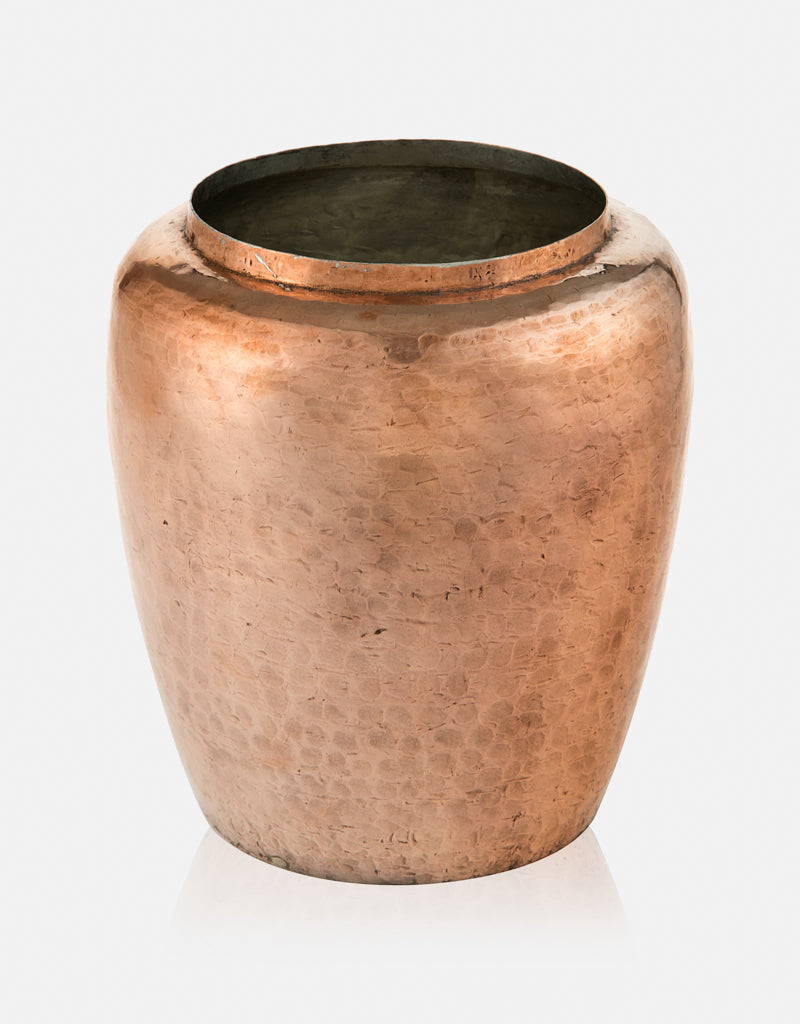 copper colored copper vase.