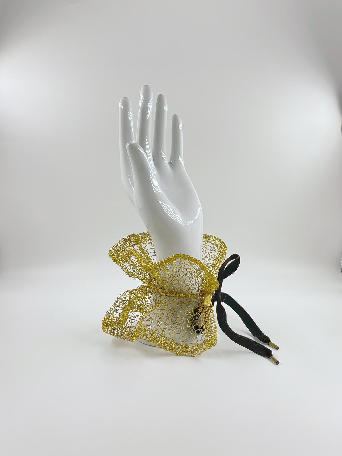Handwoven Brass Statement Bracelet by Sareh Ghomi
