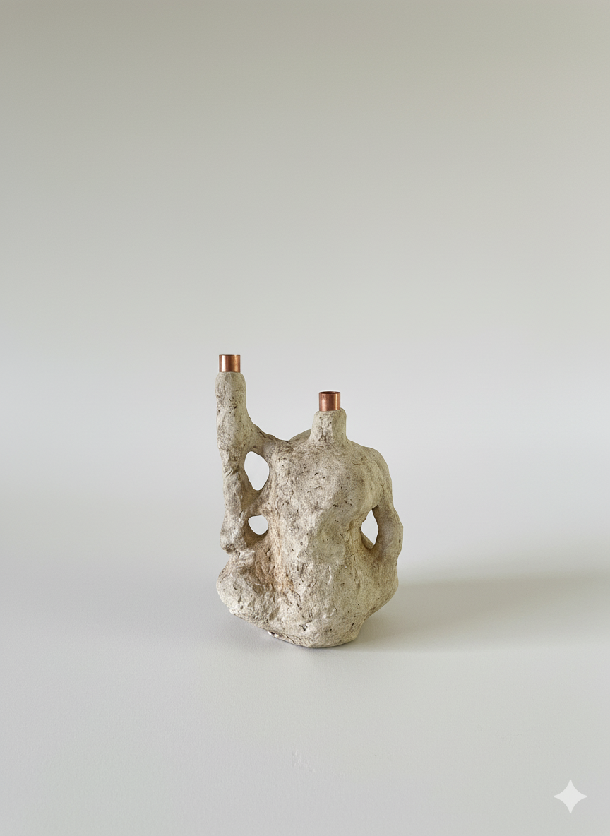 Papier-mâché Candle Holder (03) from the "Ba Ma" Series by Roosha Ranjbar