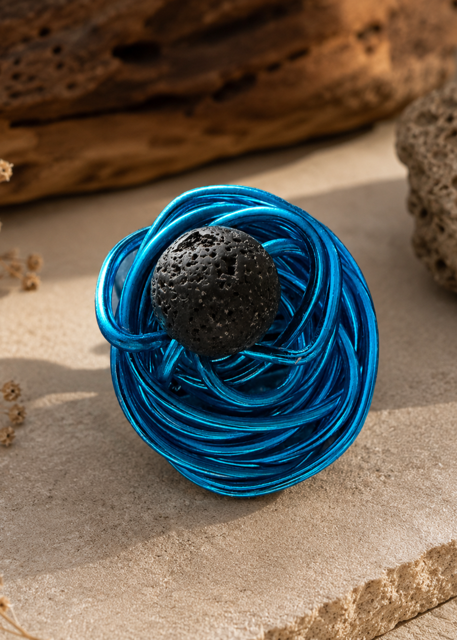 Blue aluminum wire Ring by Leyla Malekk