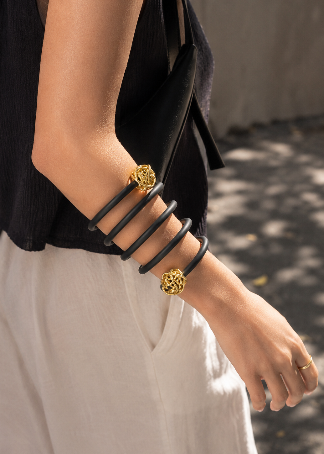 Handmade Multi-Wear Black Rubber Tubing Jewelry by Leyla Malekk
