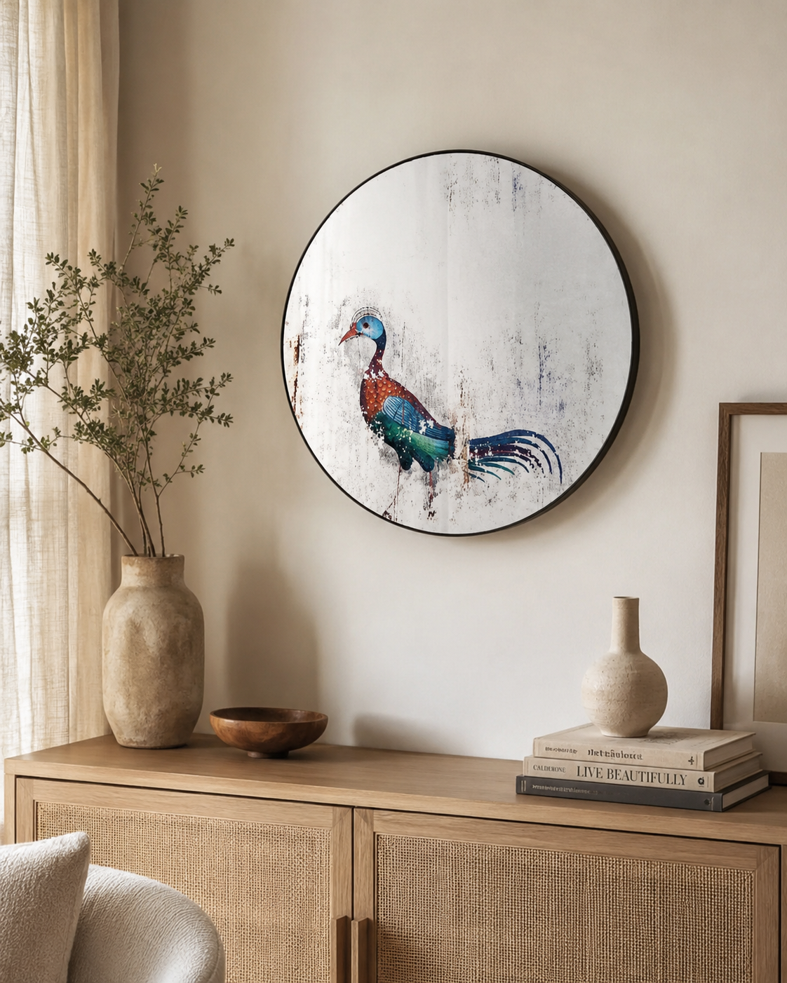 Metal-Framed Round Mirror by Rashed