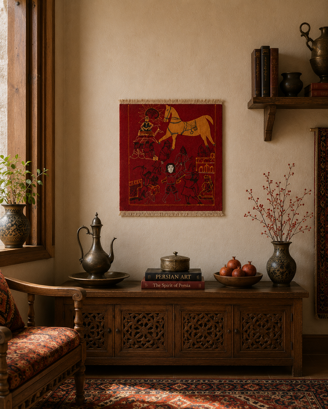 "Untitled" Textile Art by CC - Kilim Art (H: 26.38 in × W: 25.59 in)