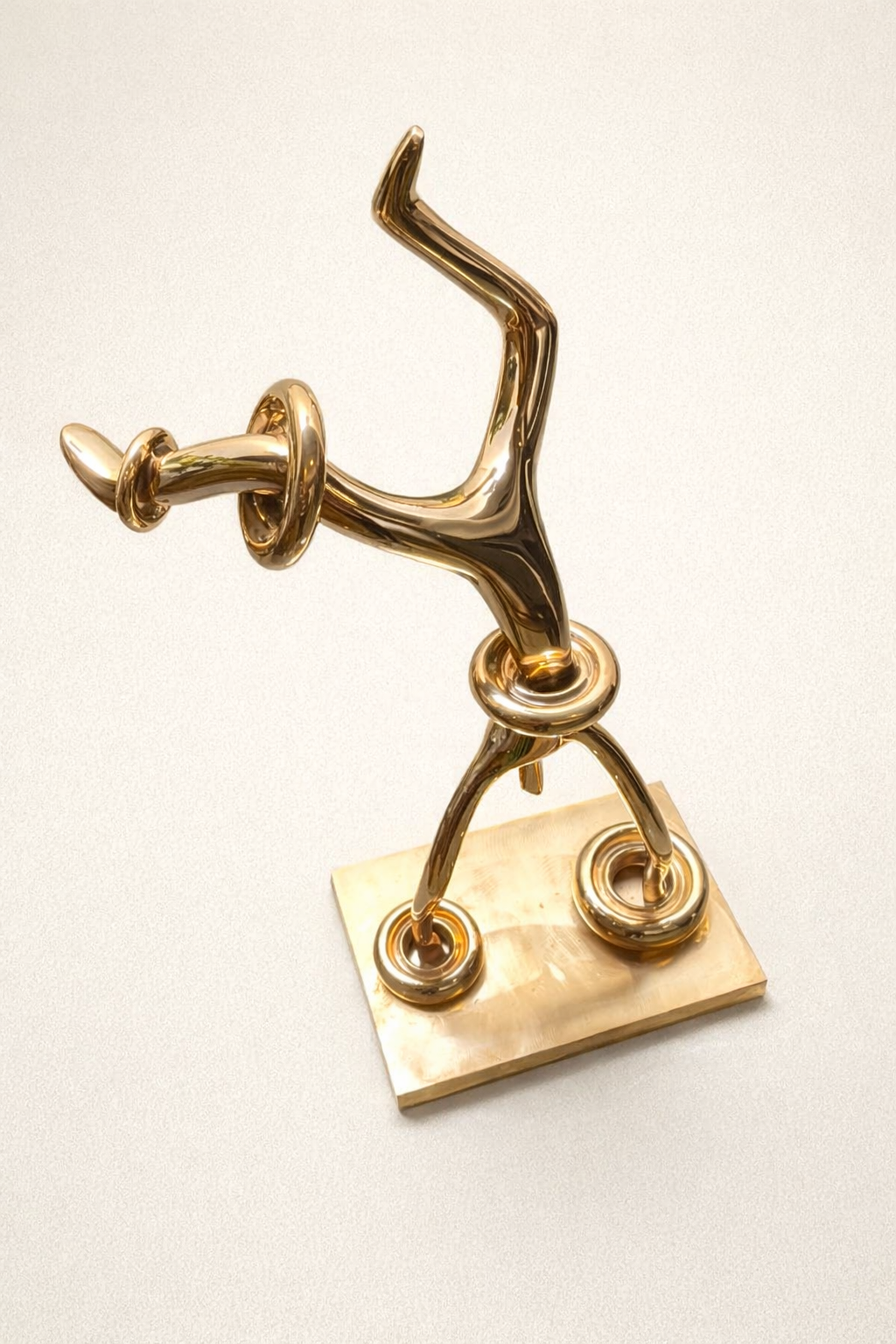 "Leap in the Air I" Sculpture by Rana Zohdnaraghi- Brass (15.75 × 10.63 × 5.91 in)