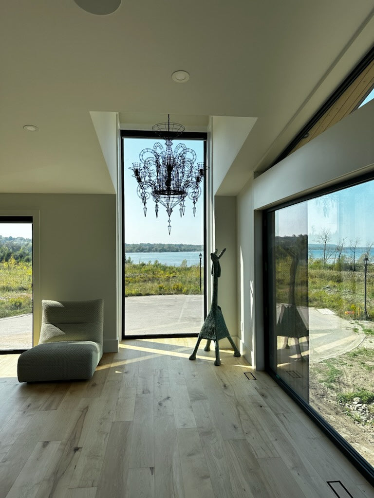 Blue papier-mâché goat statue- Medium