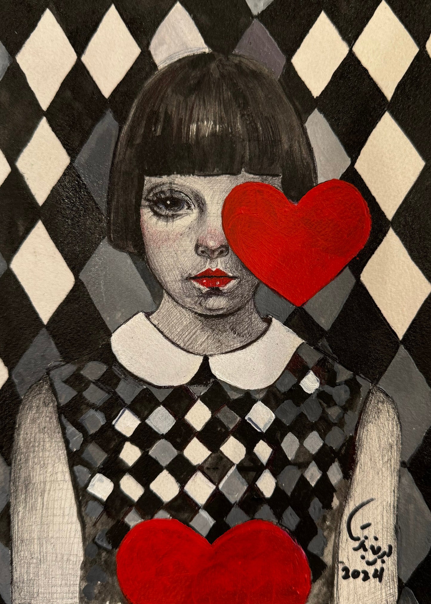 Portrait from My Heart Series by Ebrin Bagheri, Pastel on Paper (11" × 9")