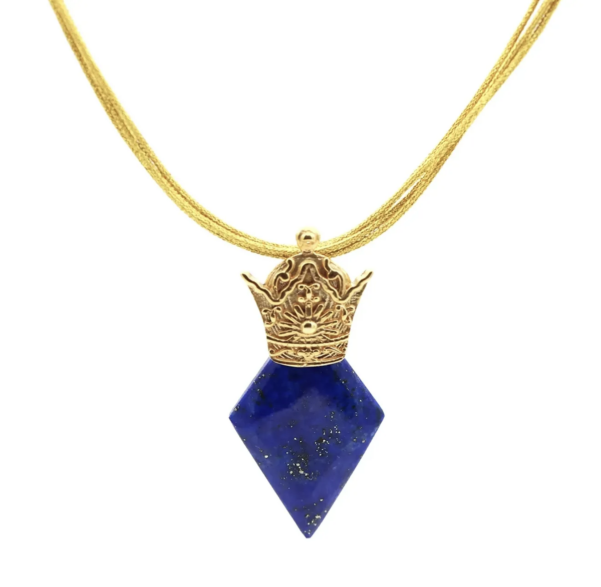Handmade Crown Pendant- Lapis Lazuli & Gold by Banafsheh Hemmati