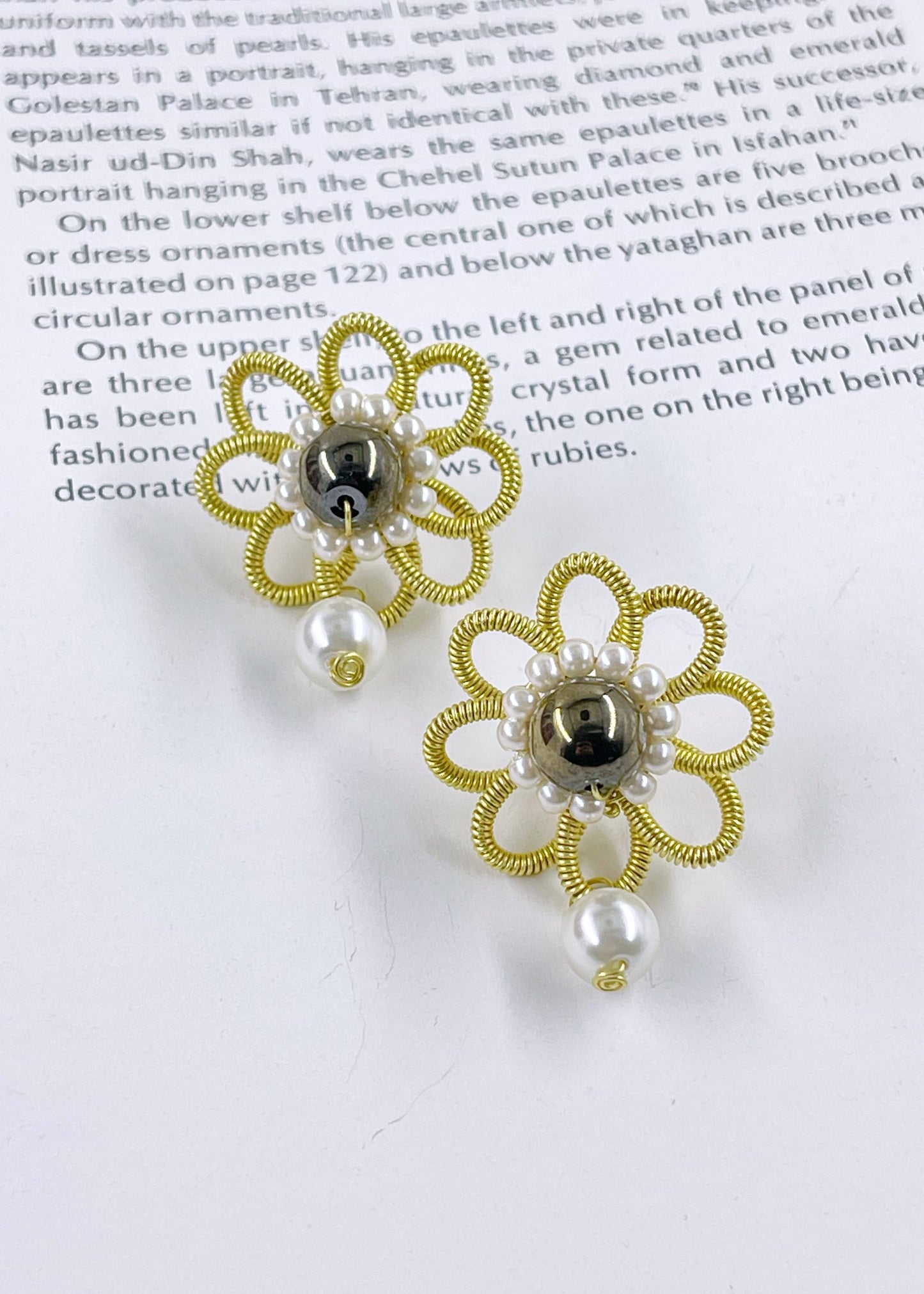 Golden Flower Pearls by Sareh Ghomi