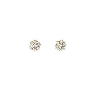 Flower 18k solid Gold Stud, Tille