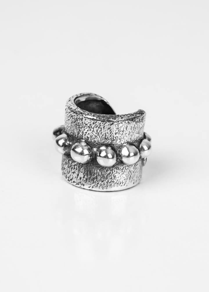 Handmade Silver Bead Line Ring by Sun Nafissi