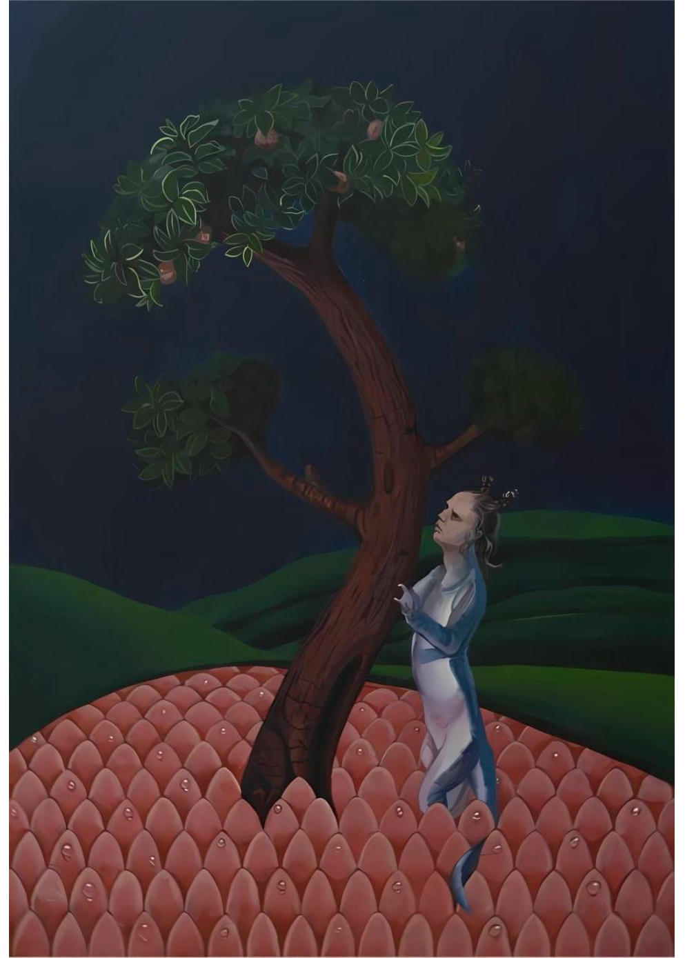"The Fall of Man" by Rozhan Bagheri, Acrylic on Canvas (19.69" × 13.78")