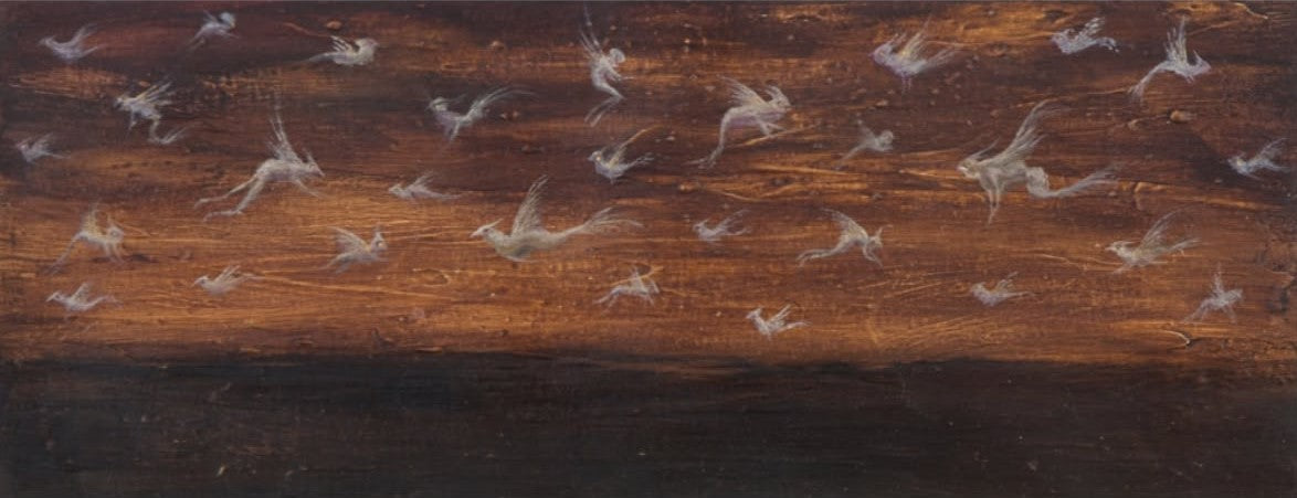 "Abrakan 19" Painting by Peybak - Gesso and Acrylic on Cardboard (4 1/2 inch × 11 1/2 inch)