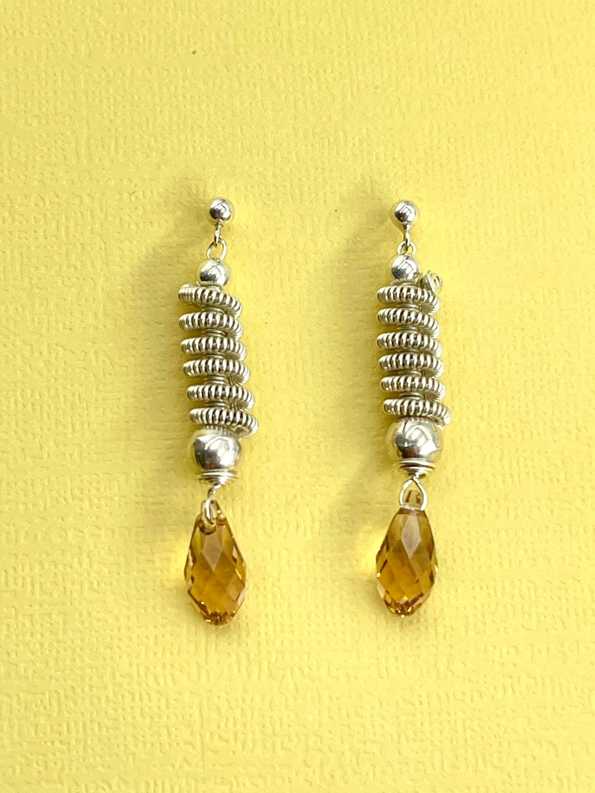 Silver Earrings – Handmade by Sareh Ghomi (Sterling Silver and Topaz Stone)
