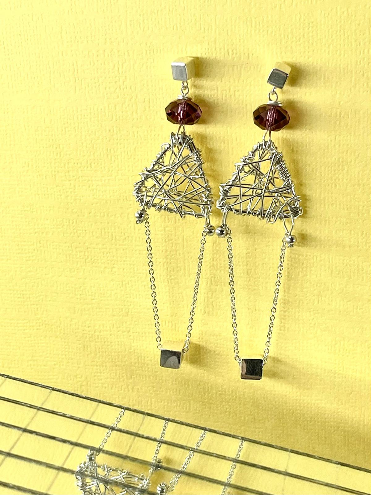 Silver Earrings – Handmade by Sareh Ghomi (Sterling Silver and Amethyst Stone)