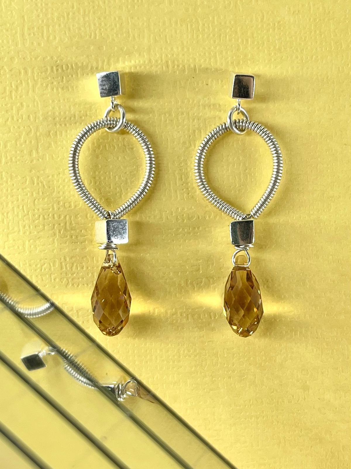 Silver Earrings – Handmade by Sareh Ghomi (Sterling Silver and Topaz Stone)