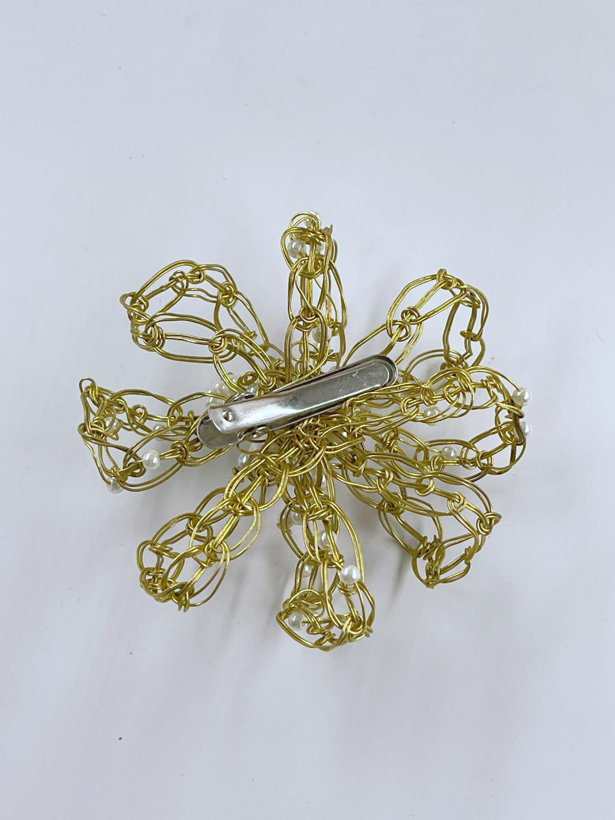 Handwoven Brass Statement Hairpiece by Sareh Ghomi