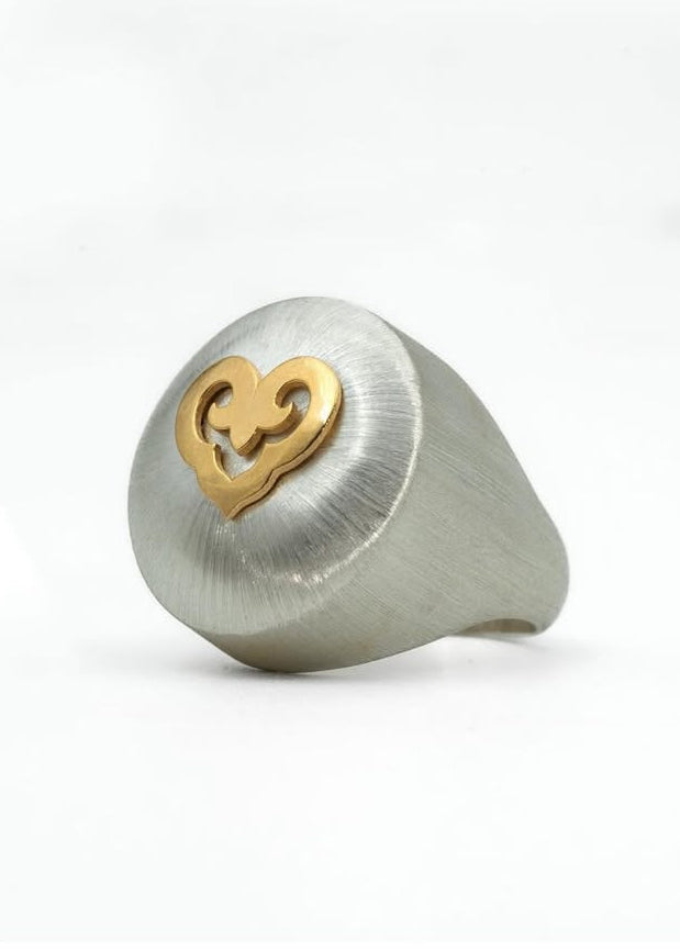 "Hidden Geometry" Signet Gold & Silver Ring by Banafsheh Bemmati