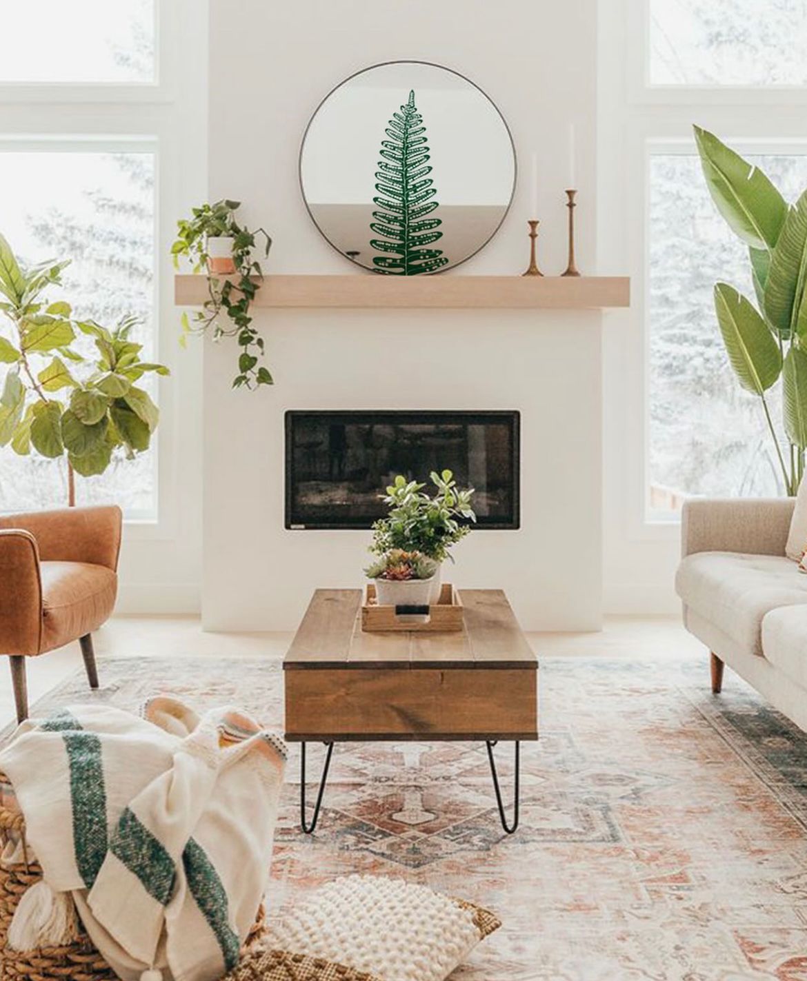 Metal-Framed Round Pine Tree Mirror by Rashed (1 tree)