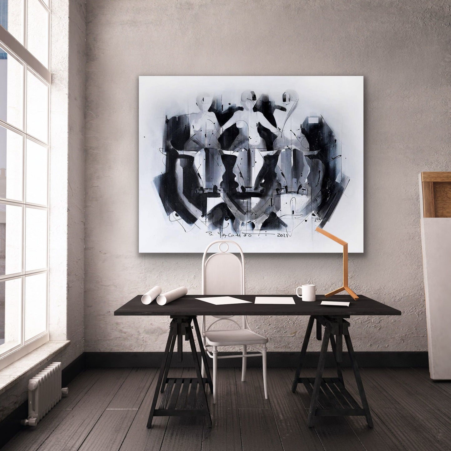 Abstract Painting by Babak Yaghooti , Acrylic & Oil on Canvas (48.82" × 63.78")