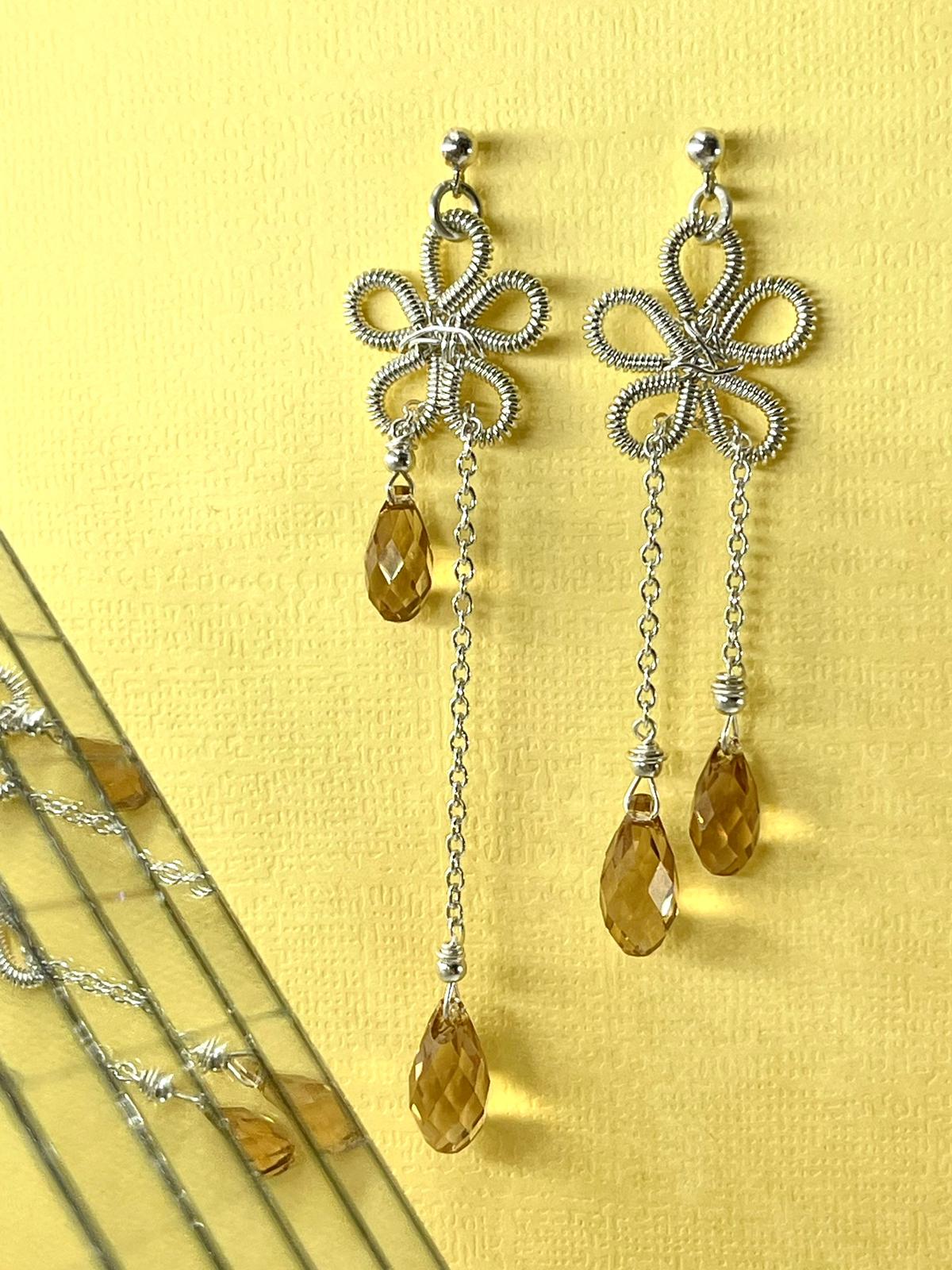 Silver Earrings – Handmade by Sareh Ghomi (Sterling Silver and Topaz Stone)
