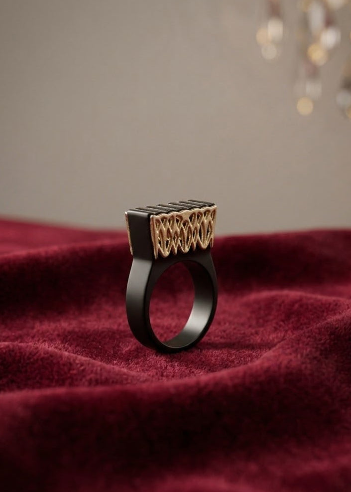 "Opposition" Handcrafted Gold& Resin Ring byBanafsheh Hemmati