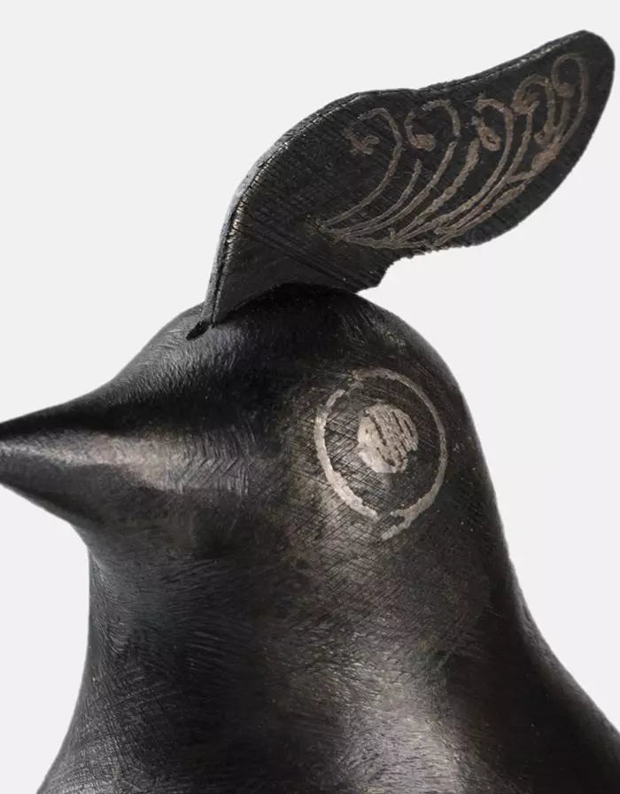 Patterned Silver Globe Metal Bird