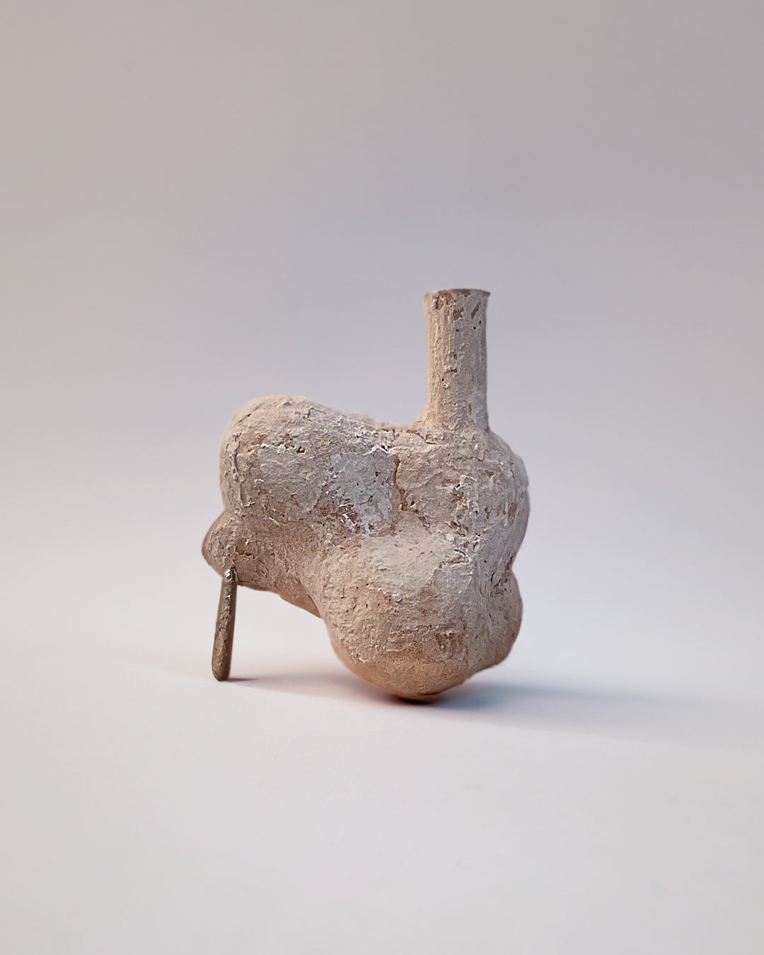 Papier-Mâché Candle holder/Vase with Small Rock Leg by Roosha (1)