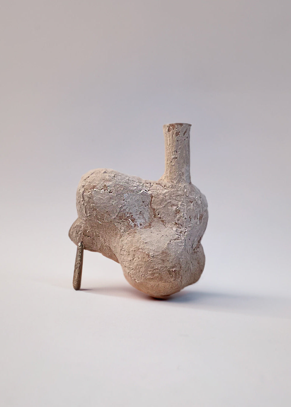 Papier-Mâché Candle holder/Vase with Small Rock Leg by Roosha (1)
