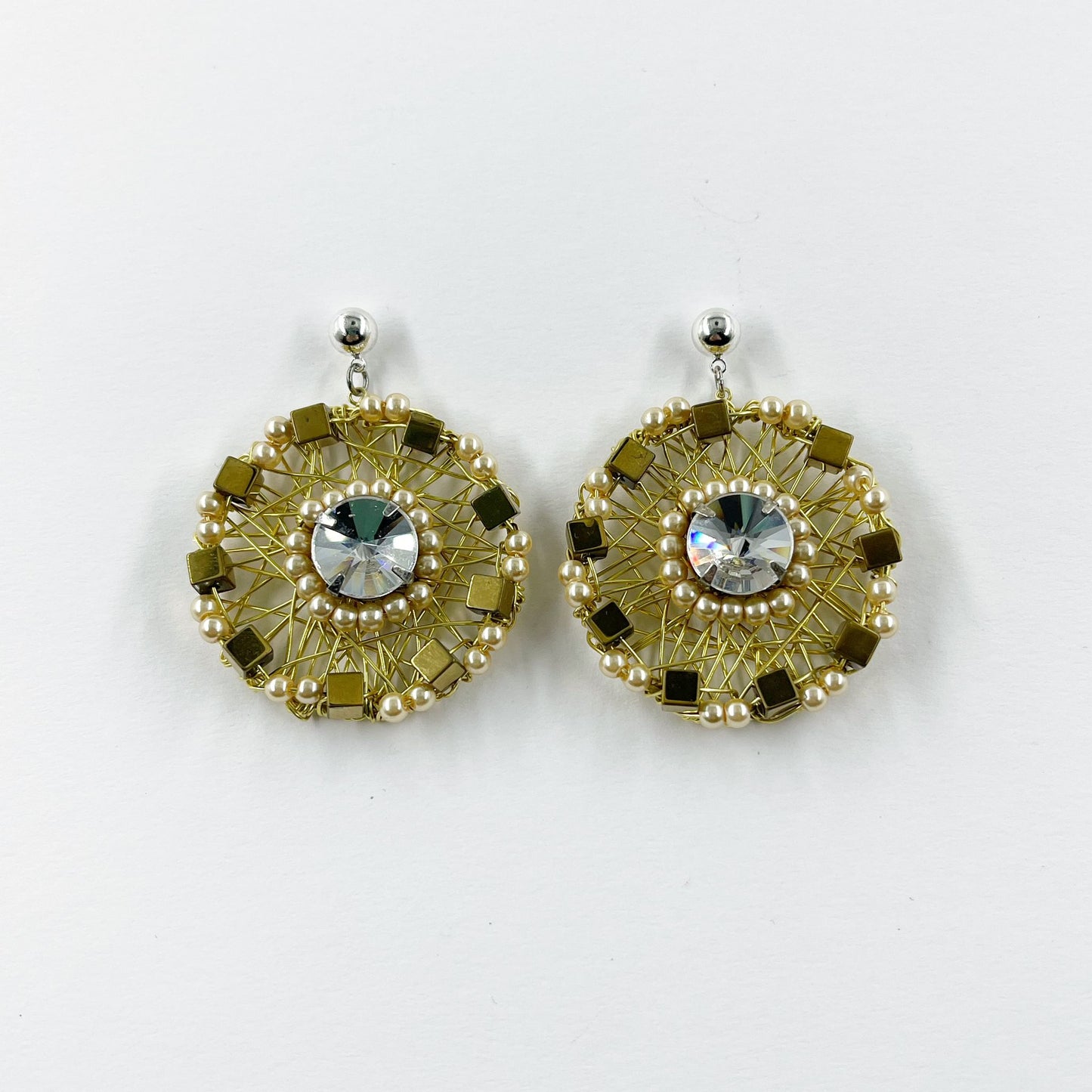 "Sunburst Glamour" Earrings Adorned with Swarovski Crystals by Sareh Ghomi (1)