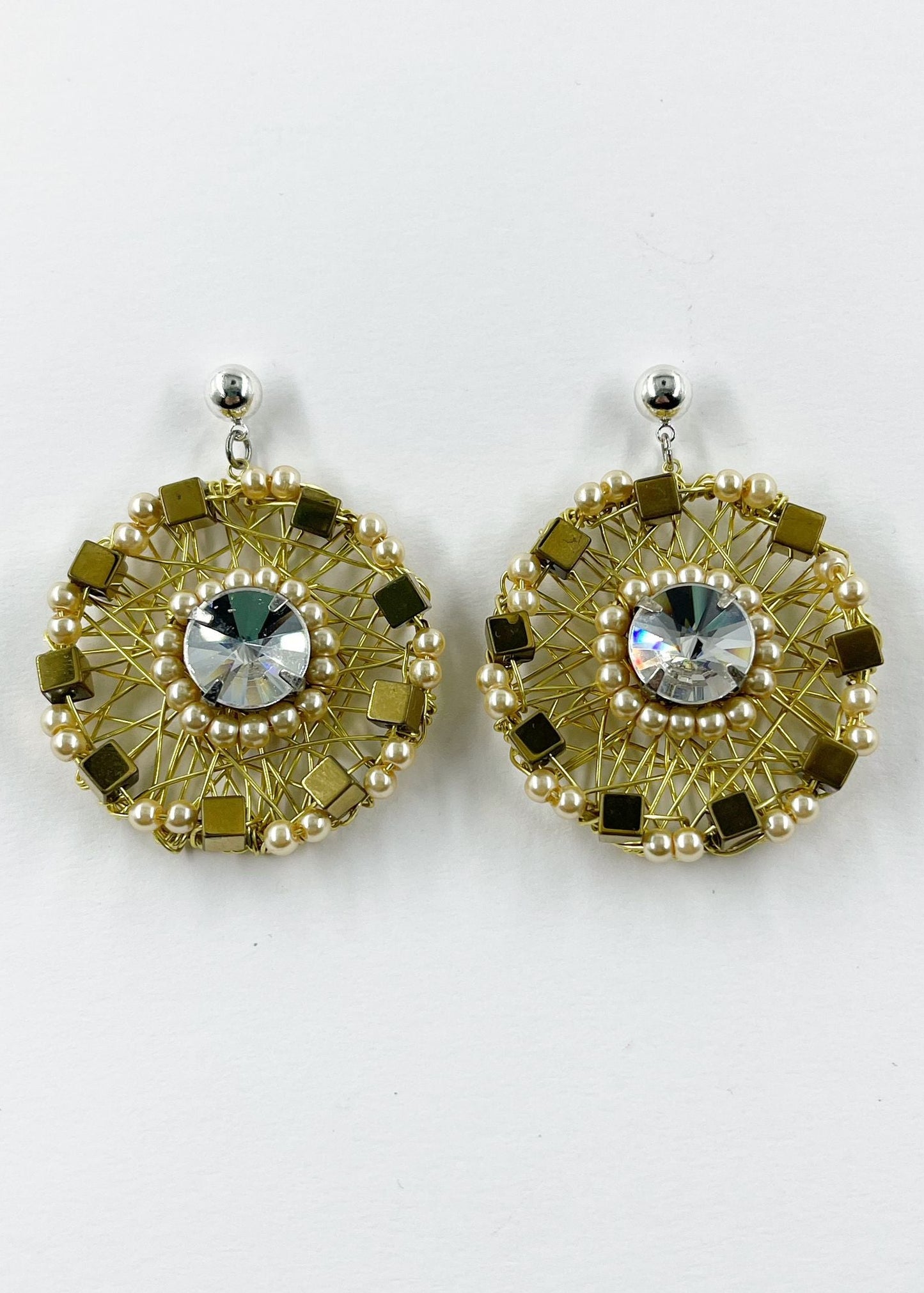 "Sunburst Glamour" Earrings Adorned with Swarovski Crystals by Sareh Ghomi (1)