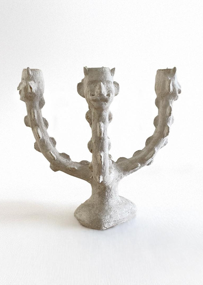 Papier-Mâché Four-Head Candle Holder (Deev with Mustache) by Rosha