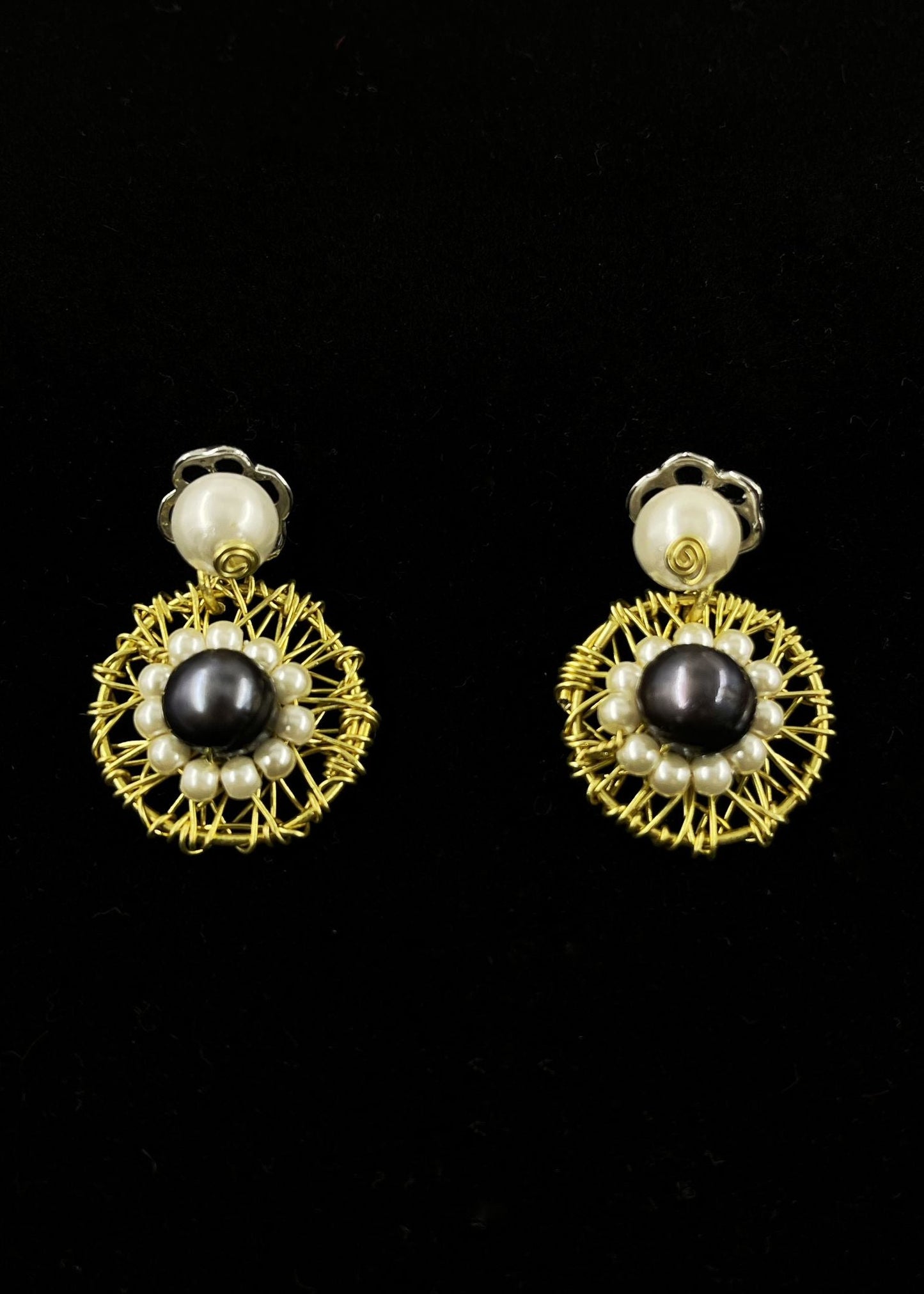 Golden Orbit Pearls by Sareh Ghomi