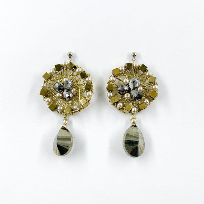 Elegant Brass Earrings Adorned with Swarovski Crystals by Sareh Ghomi