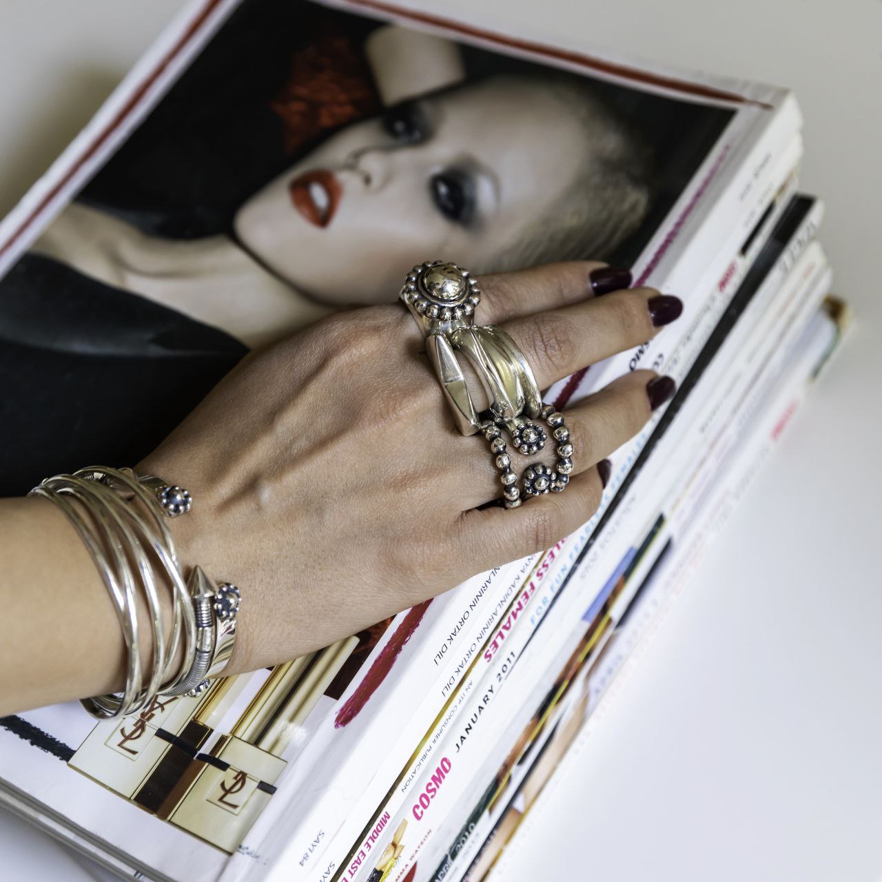 Silver Beaded Circle Ring by Sun Nafissi