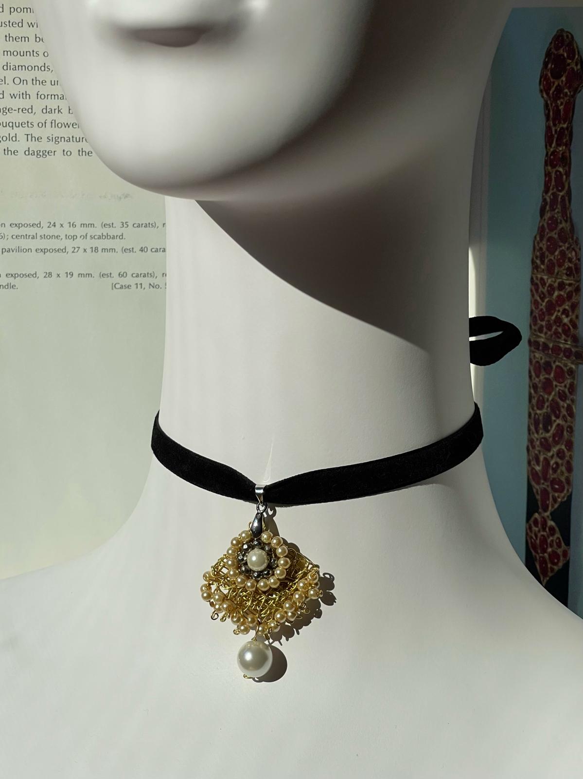 Handcrafted Brass and Pearl Pendant by Sareh Ghomi