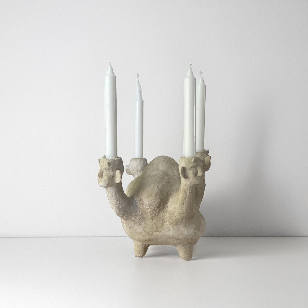 Papier-Mâché Four-Head Candle Holder (Deev) by Roosha
