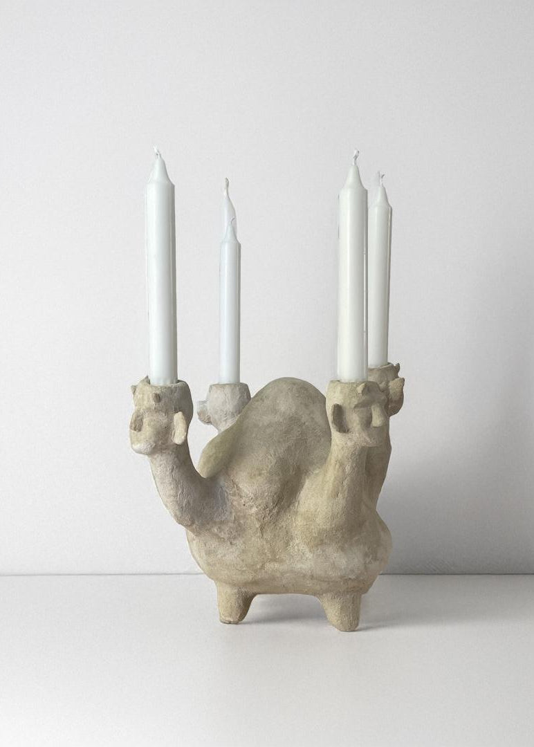 Papier-Mâché Four-Head Candle Holder (Deev) by Roosha
