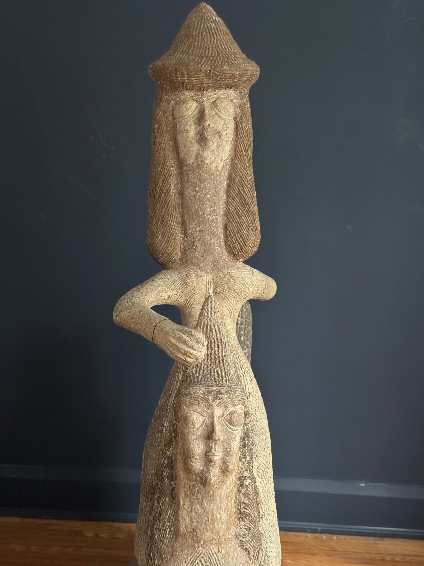 "Guardian of Two Words" Sculpture by Alikhan-Papier-Mâché