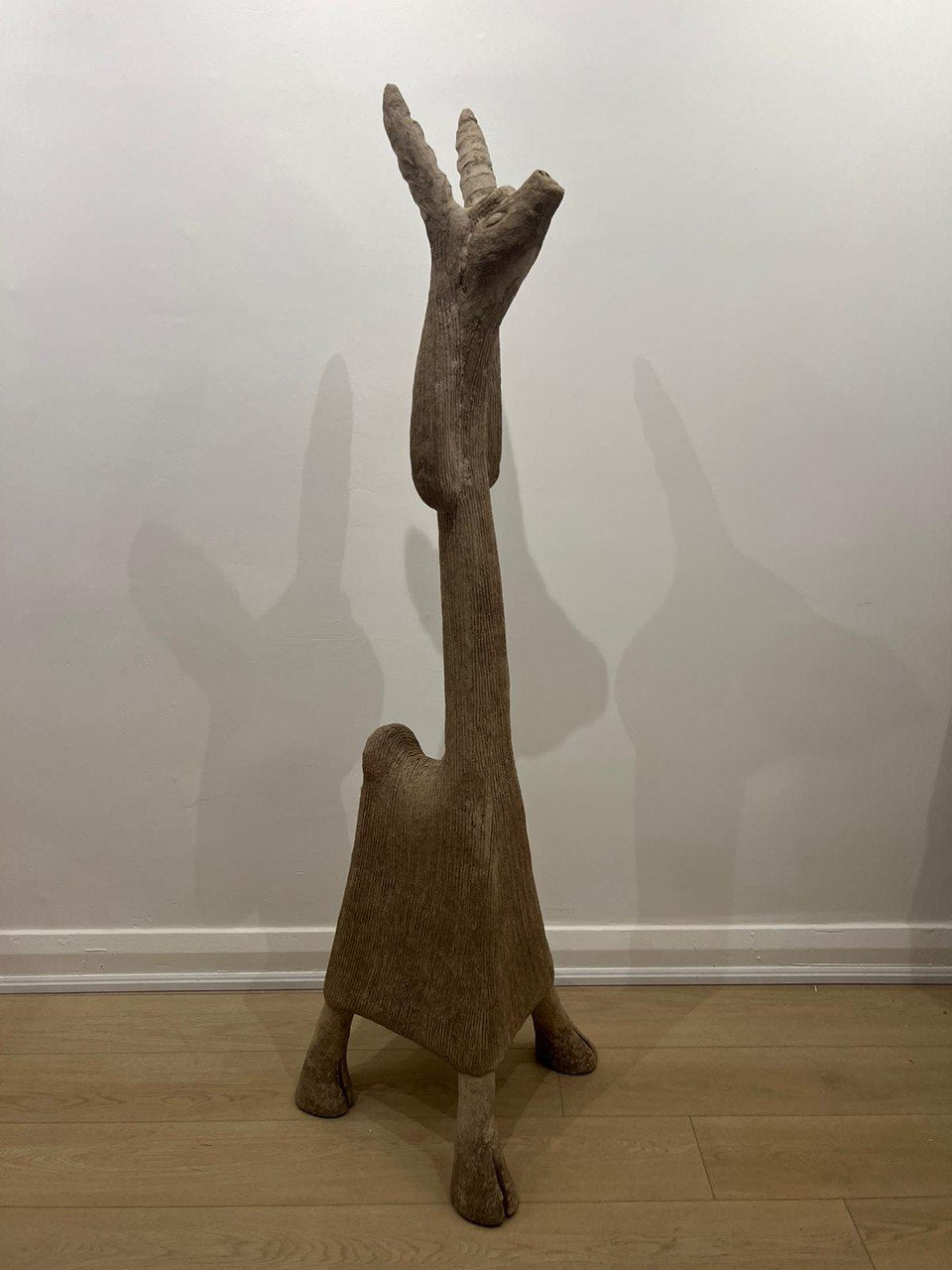 Brown papier-mâché goat statue- Large