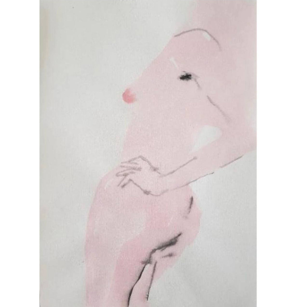 naked woman body in pink on white background