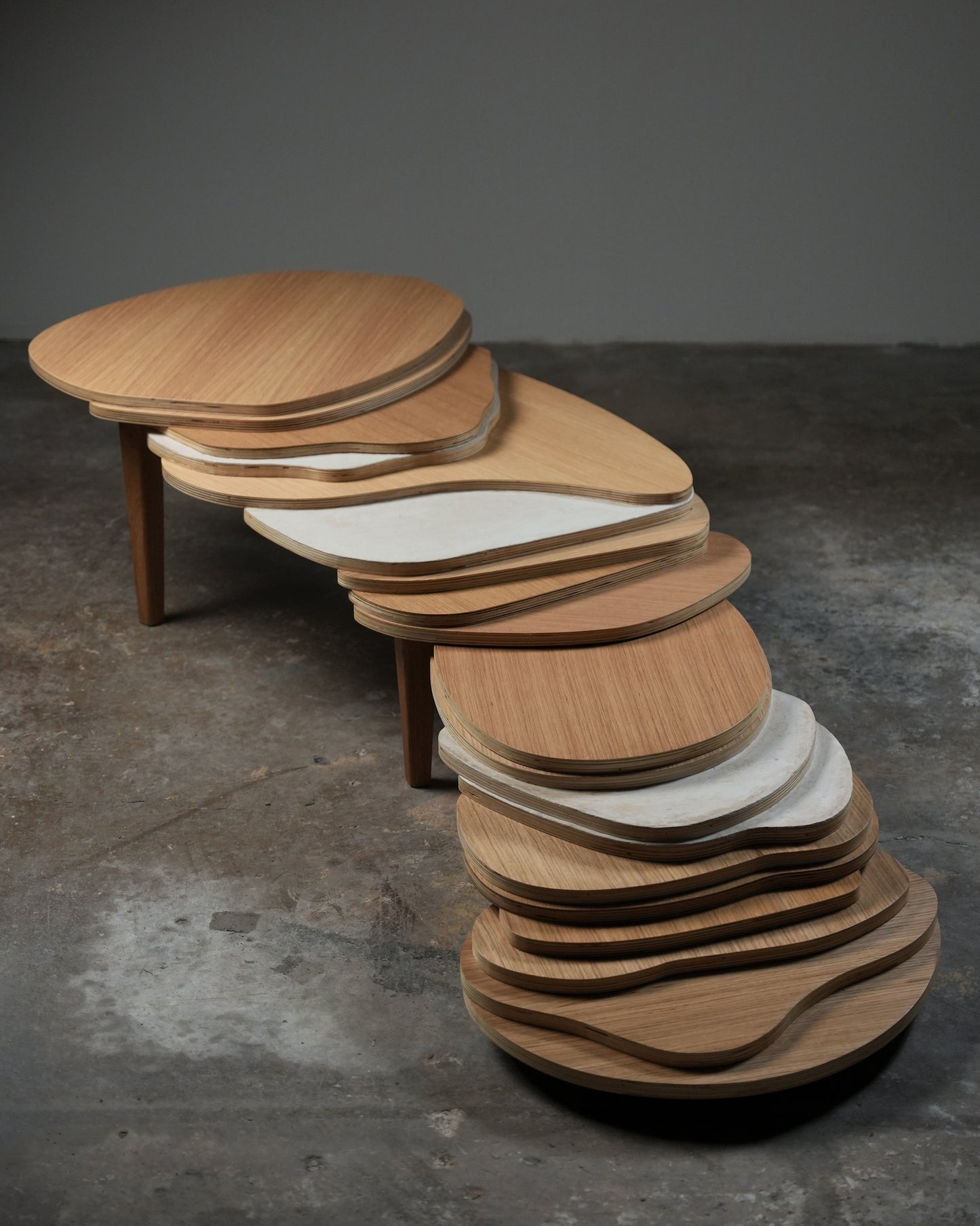 "Transition" Coffe Table by Dara Tabrizian- Oak Wood, Plywood