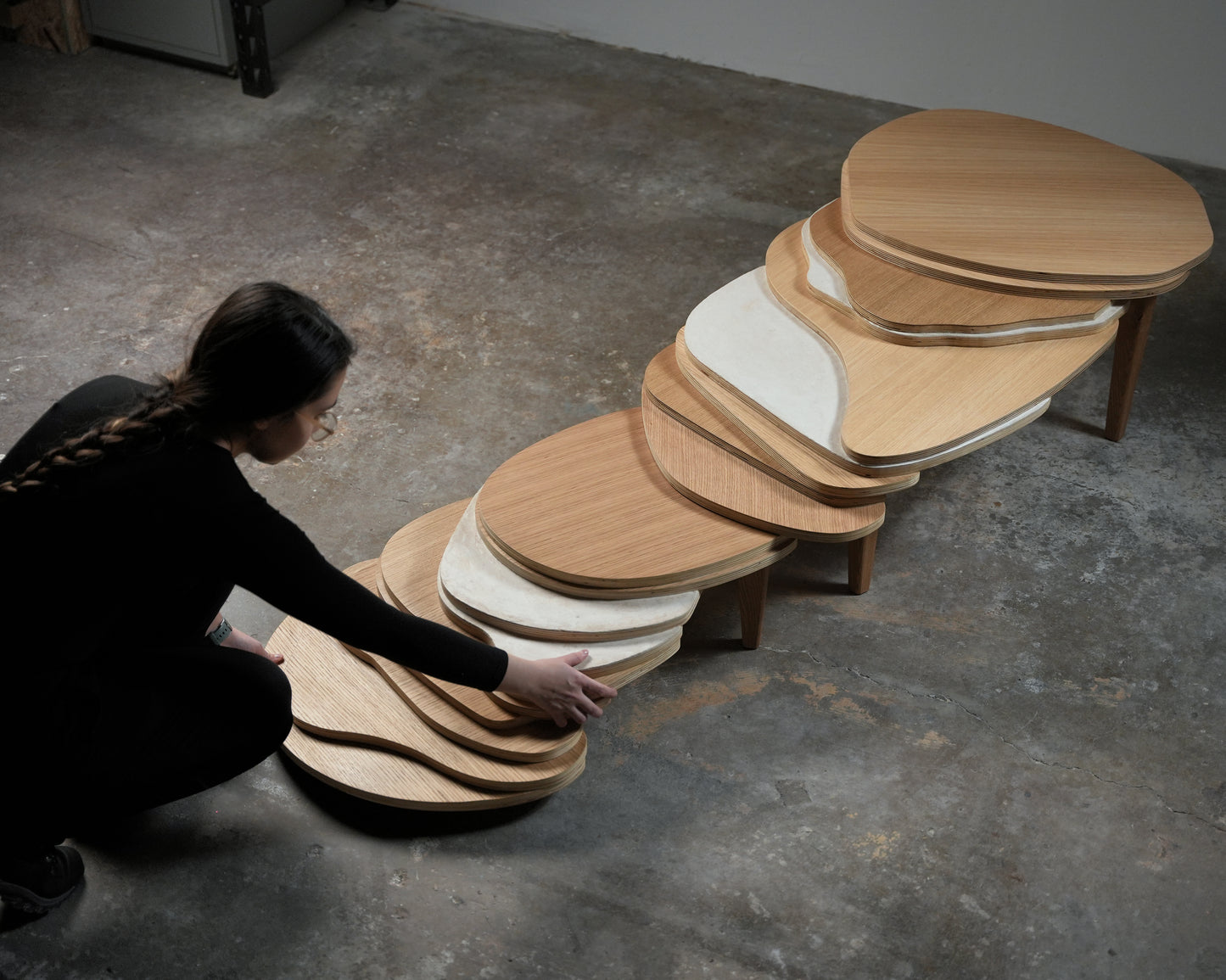 "Transition" Coffe Table by Dara Tabrizian- Oak Wood, Plywood