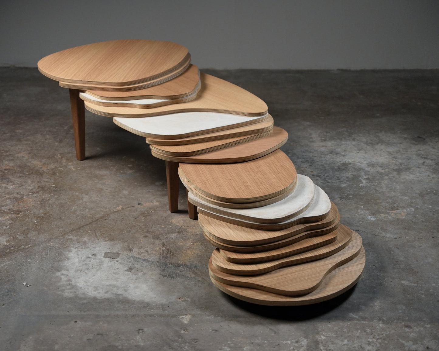 "Transition" Coffe Table by Dara Tabrizian- Oak Wood, Plywood