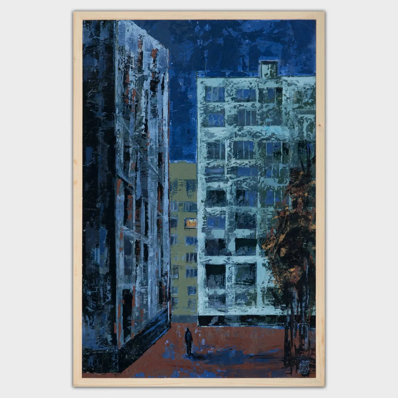 "Midnight Poet" Painting by Haniyeh Azmoudeh- Acrylic on wood 23.6" H × 15.7" W