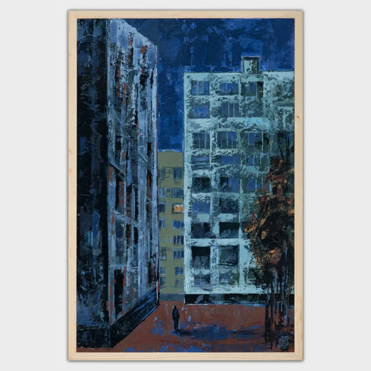 "Midnight Poet" Painting by Haniyeh Azmoudeh- Acrylic on wood 23.6" H × 15.7" W