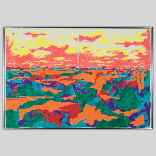 "Island" Painting by Musa Rabbani- Marker on Paper 11.4" H × 16.5" W