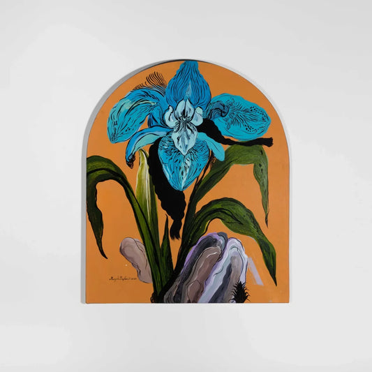 "Gisu" Painting from the Garden of Eden Collection by Marzieh Baghaei - Acrylic and ink on canvas (H: 23.62″ × W: 19.69″)