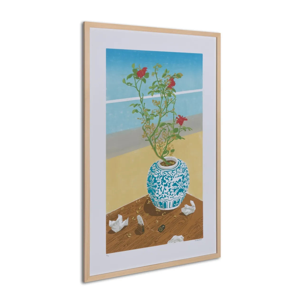 "Two days away from leaving" Painting by Hamideh Akbari- Oil Pastel on Cardboard (H: 35.43″ × W: 23.62″)