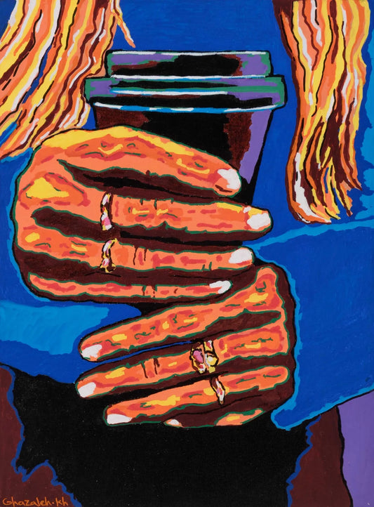 "Hands" Painting by Ghazaleh Khoshqadam- Acrylic on canvas 15.7" H × 11.8" W